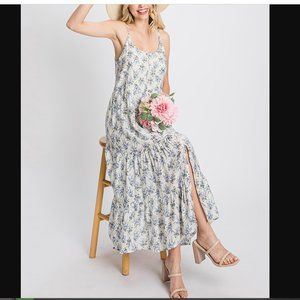 Love, Kuza Sleeveless Floral Tiered Midi Sun Dress, size Large
